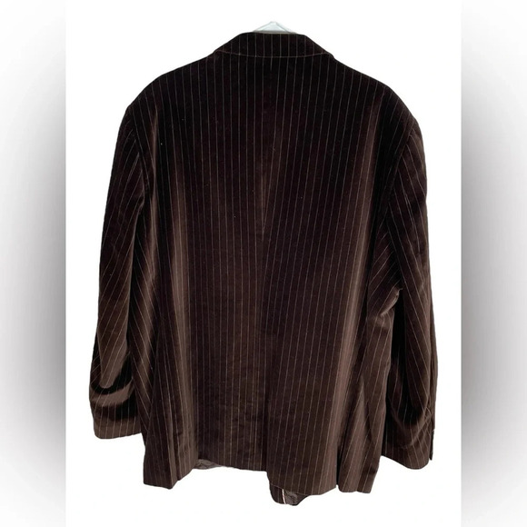 EJ Samuel Men's Brown Velvet Pinstripe Blazer 48R - Picture 2 of 8